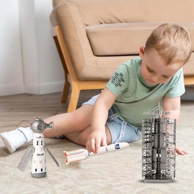 Space Shuttle Toys Set with Light and Sound, Rocket Ship Toys Playset with Spray Effects, Astronaut Toy for Kids 3-5, Outer Space ToyGift for Boys & Girls