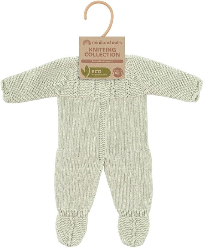 Miniland Clothes for Dolls 15 3/4'' Knitted Pajama Green Color - ECO, Made in Spain, Quality, Role Play, Educational