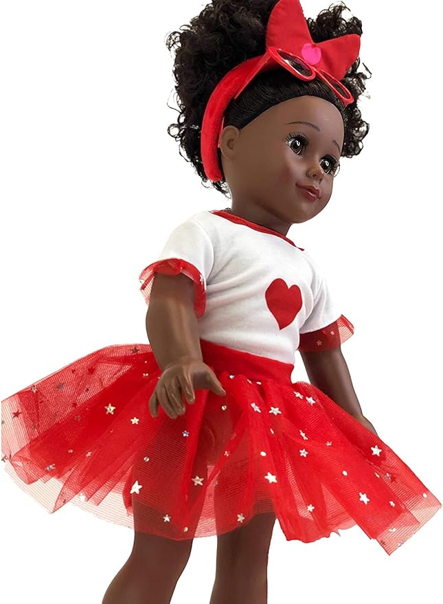 Playtime by Eimmie 18 Inch Doll Clothes and Accessories, Holiday Day Outfit with Red Tutu Dress & Matching Headband, Clothing Sets & Stuff - Fits American, Generation & Similar 18” Dolls for Girls