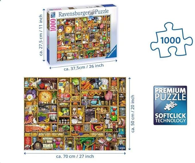Ravensburger Kitchen Cupboard Jigsaw Puzzle | 1000 Unique Pieces | Anti-Glare Surface | Ideal for Adults & Kids | Certified Sustainable Materials