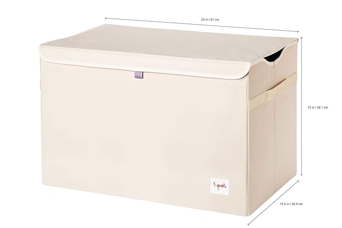 3 Sprouts Large Toy Chest for Kids with Lid and Handles - Collapsible Toy Storage Bin/Trunk/Box/Basket Organizer for Boys & Girls Playroom, Nursery, Whale