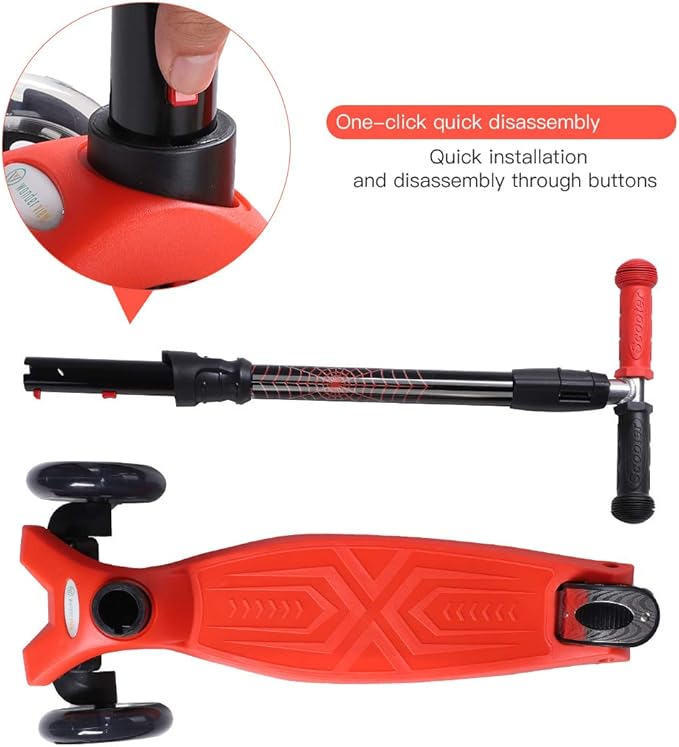 3 Wheel Scooter for Kids Ages 6-12,Kids Scooter with Light Up Wheels, Sturdy Deck Design, and 4 Height Adjustable Suitable for Kids Ages 3-12