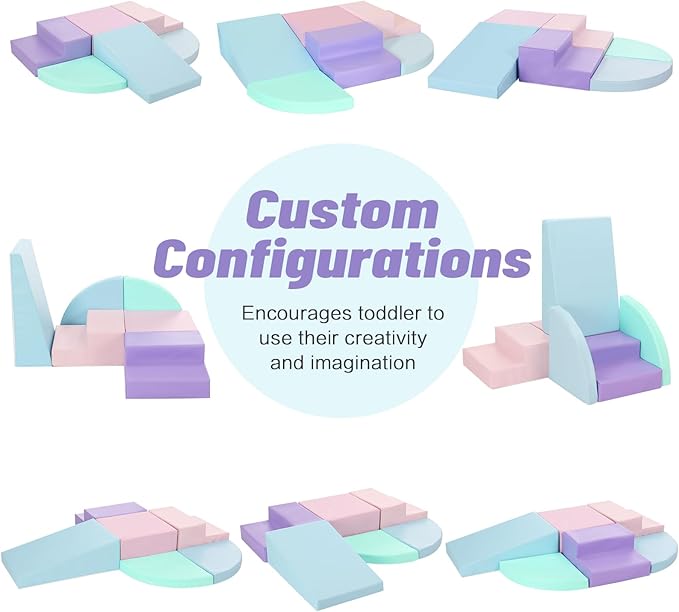 6-Piece Foam Climbing Blocks for Toddlers: PU Leather Colorful Baby Foam Climbing Gym Indoor Toy Building Blocks