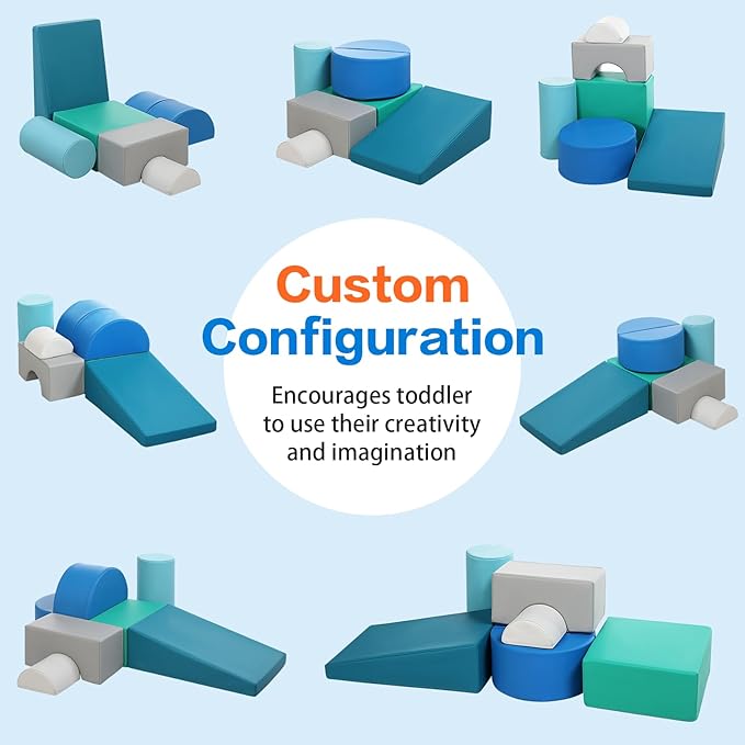 Kids Climbing Toys Foam Blocks: 6PCS PU Leather Foam Climbing Blocks for Toddlers - Soft Play Set Indoor Play Gym - Crawling Activity Play Structure for Preschoolers Playtime Corner Climber (Modern)
