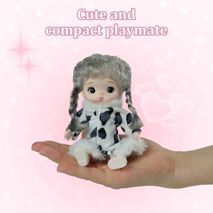 Mini Baby Dolls 4pcs Set,6Inch Princess Dolls,Realistic Cute Pout mini Babies,Rapunzel Doll with Skirt Dresses,Cute Small Baby Doll Gifts Set for Girls Boys 3+ Birthday Gifts