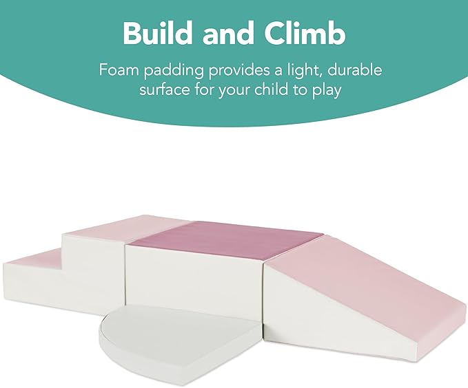 Best Choice Products 4-Piece Kids Climb & Crawl Soft Foam Block Activity Play Structures for Child Development, Color Coordination, Motor Skills - Pink
