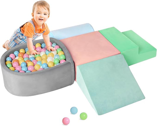 Climbing Toys for Toddlers 1-3 Inside, Soft Foam Climb Blocks & Ball Pit for Baby,5-Piece Baby Climbing Crawling Toys Activity Play Set(Balls Not Included)