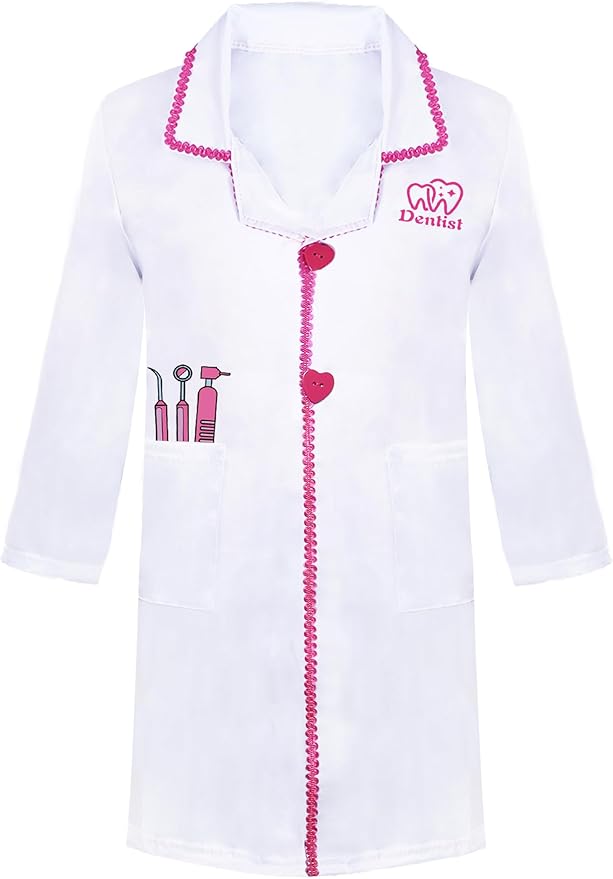 ANPHILE Kids Dentist Costume, Girls Dentist Costume Kids Doctor Costume Play Set for Career Day Dress Up