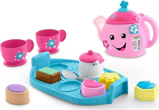 Fisher-Price Toddler Toy Laugh & Learn Sweet Manners Tea Set with Smart Stages Learning Songs for Pretend Play Kids Ages 18+ Months
