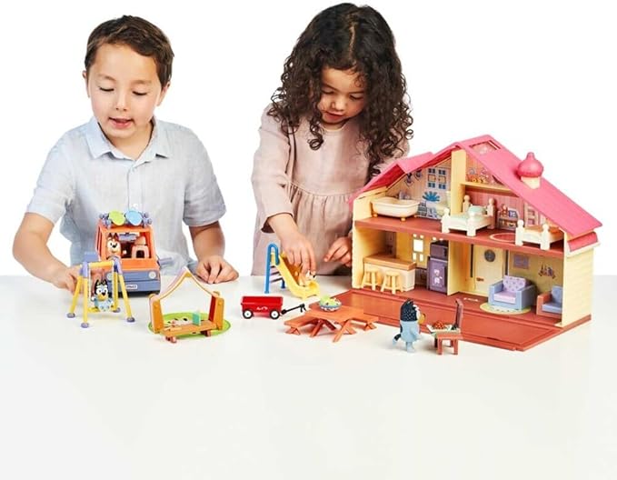 Bluey Family Figure 4-Pack – Includes Bluey, Bingo, Mum (Chilli) & Dad (Bandit), Poseable Collectible Toys for Kids, Durable Cake Toppers, for Toddlers & Fans, Ages 3+