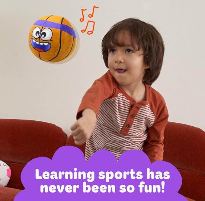 Move2Play, Hilariously Interactive Toy with Music & Sound Effects | Birthday Gift for Boy & Girl | Ball for Toddler & Baby | Indoor/Outdoor | 1, 2, 3+ Year Old (Football) (Basketball)