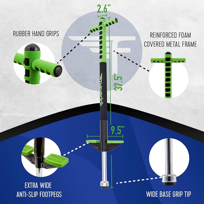 Flybar Maverick Pogo Stick for Kids Ages 5+, 40 to 80 Pounds, Perfect for Beginners, Easy Grip Handles, Anti-Slip Pegs, Outdoor Toys for Boys and Girls
