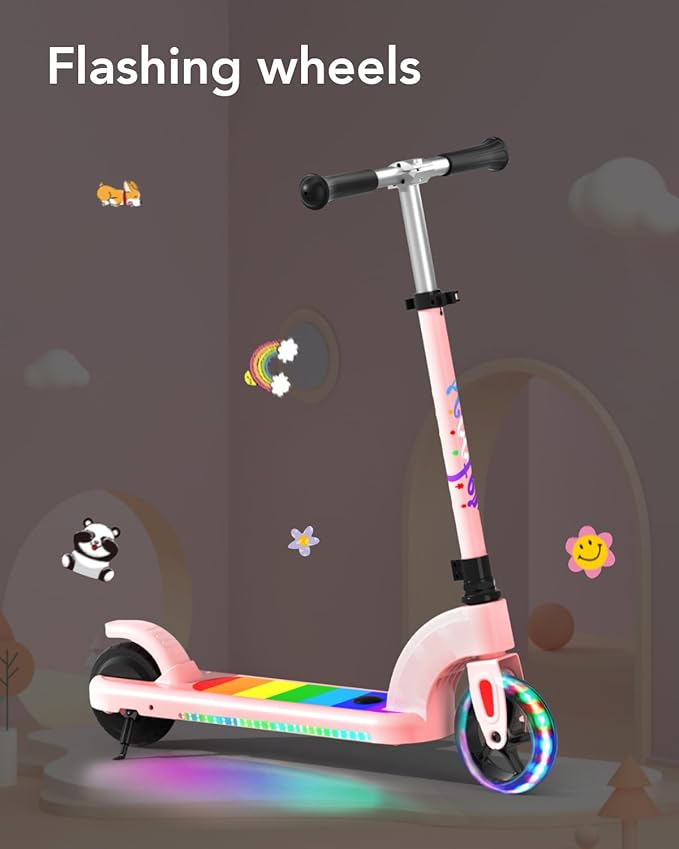ANHAO Electric Scooter for Kids Ages 6-12 (Mainly 6-10), Kids Electric Scooter with Adjustable Height, Kick Scooter for Kids up to 110 Lbs, up to 6Mph