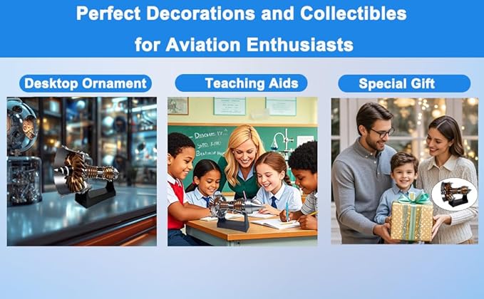 TR900 Turbofan Engine Model, Aircraft Engine Turbojet Engine Replica 28cm 3D Printed Science Education Toy Aviation Enthusiast Gift Desktop Decoration Collection Art