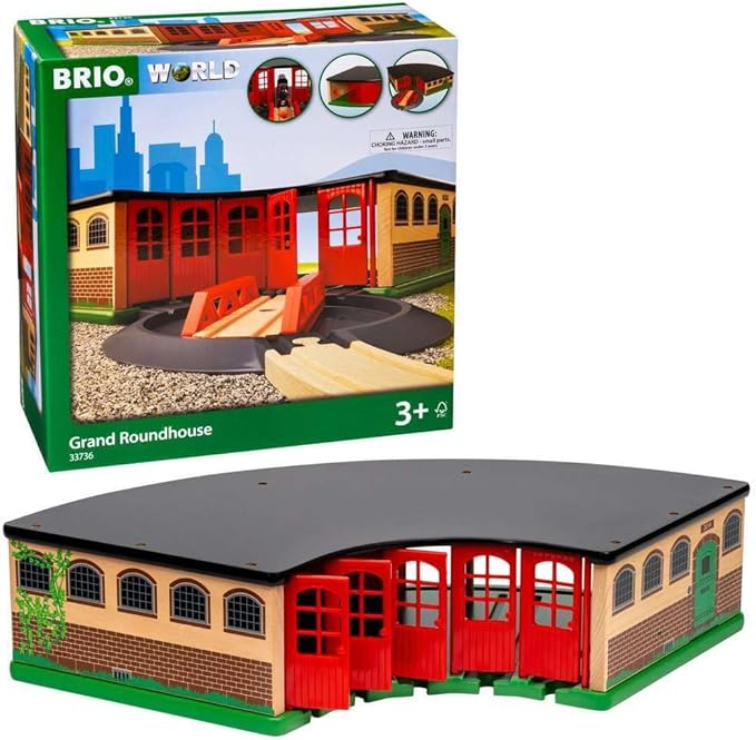 BRIO World - 33736 Grand Roundhouse - Ultimate Train Set Accessory | Accommodates 5 Trains | Rotating Switch Turntable | Compatible with All Railway Toys | Perfect for Kids Ages 3+