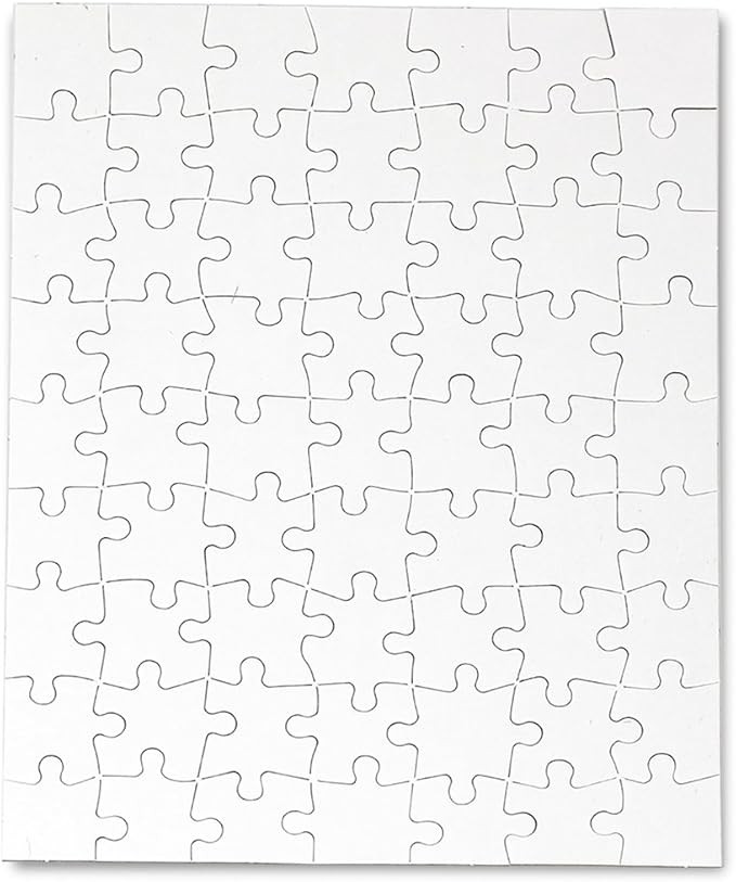 24 Blank Jigsaw Puzzles– 8.5 x 11 Inch, 63 Pieces Each – Hygloss DYI Party invites, Perfect for Decorating, Kids' Activities, Arts & Crafts or Party Favors - Puzzle Pieces to Draw On for Crafts