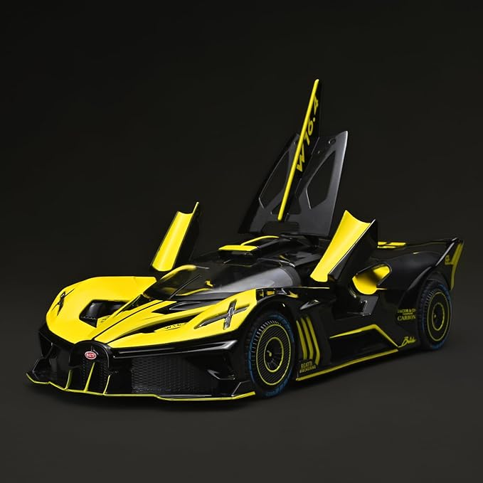 Toddler Car Toys 1/24 Diecast Cars Compatible for Bolide Model Car Collection,Spray Bolide Toy Car for Boys,Pull Back Cars with Light and Sound,Toy Cars for Boys Age 4-7(Yellow)