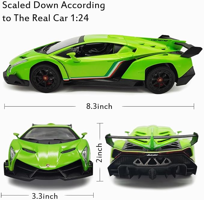 QUN FENG Lamborghini Remote Control Car 1:24 Scale Lambo Toy Car Officially Licensed Rc Cars with Light 2.4Ghz Model Car for Boys 4-7 Girls Birthday Gift, Green