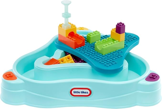 Little Tikes Build & Splash Water Table with 25 Piece Accessories - Wet/Dry Play, Indoor/Outdoor with Removeable Grow-with-Me Legs