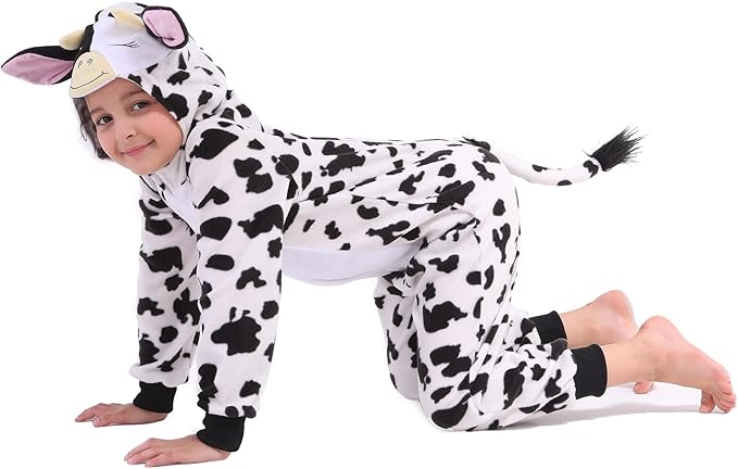 Sincere Party Fleece Cow Onesie Costume for Kids M(6-8)