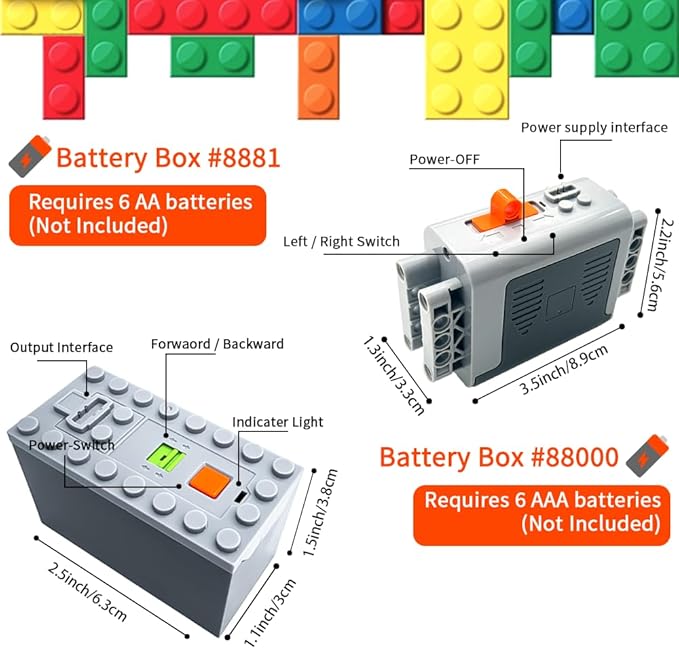 44PCS Power Function Kit Set Motor Battery Infrared-Remote-Control Receiver Train Adjustable Speed Motor Parts, Motor Power Change Parts Compatible with mainbrands Technic-Parts