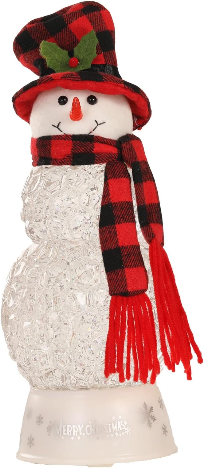12" H Christmas Snowman Decorations, Snow Globe Lamp - Musical Holiday Decor with Timer, USB Power, Festive Room Light, Best Christmas,New Year Gift for Men,Women,Kids,Friends