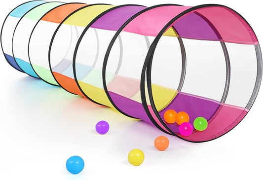 Colorful Baby Play Tunnel for Toddlers with 2 Mesh Sides, Kids Crawling Tunnel Play Tent Pop Up Toddlers Tunnel, Cat Tunnel for Dogs Pets Indoor Outdoor Toy Gift
