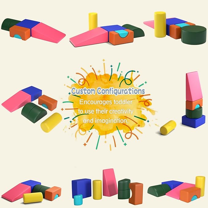 6 Piece Foam Climbing Blocks, Pu Leather Soft Play Large Baby Climbing Gym Indoor Climbing Toys for Toddlers 1-3 Inside