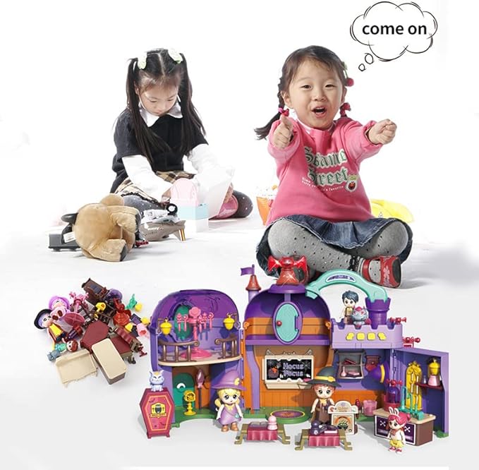 Halloween School of Witchcraft and Wizardry Mini Doll House, Lightweight and Portable Toy Castle, Suitable for Exercising Children's Imagination, Gifts for Boys and Girls (Wizard School)