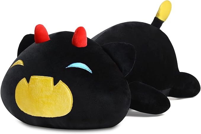 Black Cat Plush Pillow Cute Soft Pumpkin Cat Plush Toy Stuffed Animals Kitten Plushie Doll Great Gift for Kids and Adult Birthday Christmas Valentines, 12", Yellow