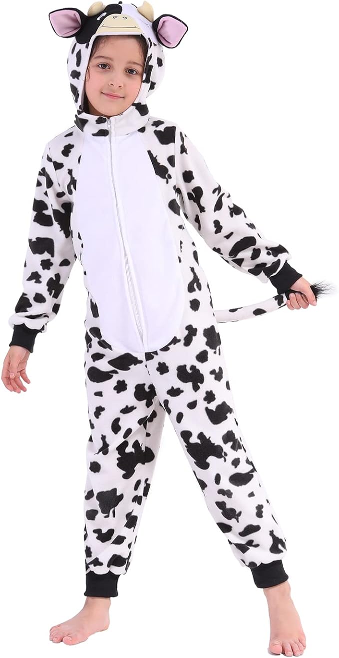 Sincere Party Fleece Cow Onesie Costume for Kids M(6-8)