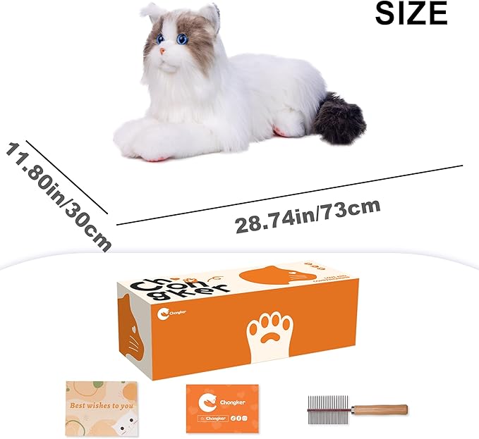 Chongker Weighted Stuffed Animals,Handmade Realistic Cat Plush Toy 2.8LBS,Lifelike Real Cat Size Companion Pet, Ragdoll Cat
