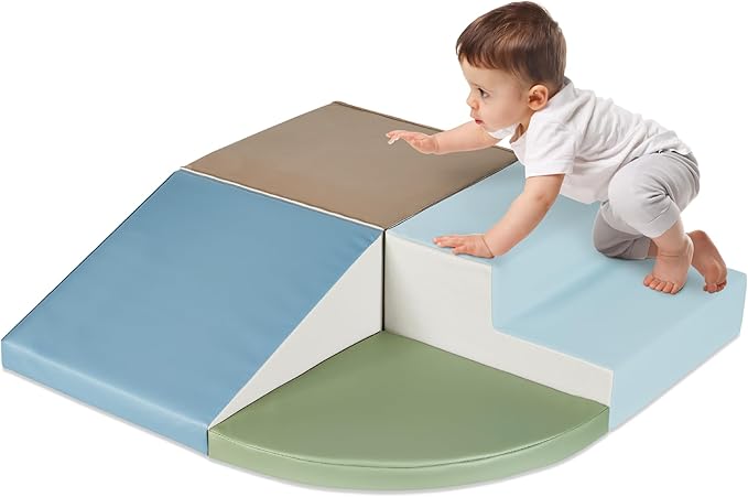 Best Choice Products 4-Piece Kids Climb & Crawl Soft Foam Block Activity Play Structures for Child Development, Color Coordination, Motor Skills - Earth Tone