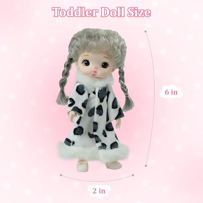Mini Baby Dolls 4pcs Set,6Inch Princess Dolls,Realistic Cute Pout mini Babies,Rapunzel Doll with Skirt Dresses,Cute Small Baby Doll Gifts Set for Girls Boys 3+ Birthday Gifts