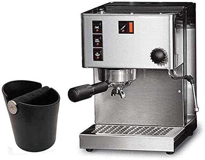 Ailelan Coffee Knock Box, Espresso Knock Box, Coffee Bin, Espresso Dump Bin, 4.8 Inch Shock-Absorbent Durable Barista Style Espresso Knock Box with Removable Metal Knock Bar and Non-Slip Base(Round)
