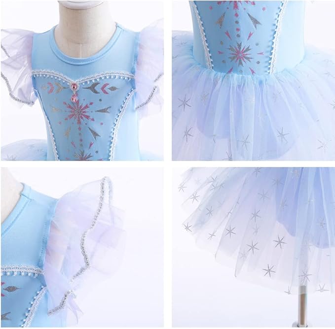 DYMCII Baby Girls Princess Ballet Dress Short Sleeve Leotards Skirted Tutu Dancewear Halloween Christmas Party Fancy Costume