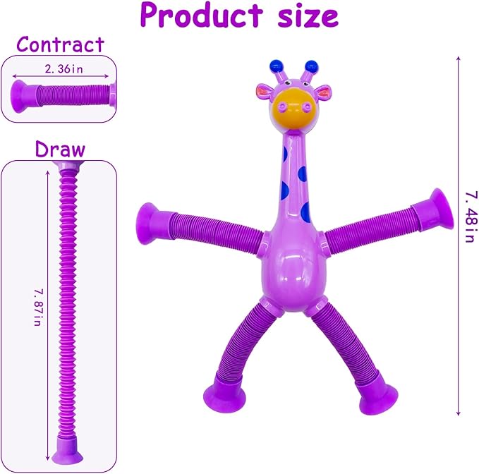 8Pcs Telescopic Suction Cup Giraffe Toys, Suction Pop Tubes Giraffe Sensory Toys, Pop Fidget Toys for Toddler Travel, Easter Basket Stuffers Party Favor Birthday for Kids Boys Girls