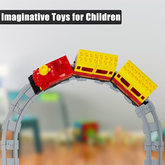 47-Piece Train Track Set,Classic Railway Track with 30 Curved Tracks,14 Straight Tracks,2 Switch and 1 crossoverTracks-Compatible with All Major Brands,Light Grey Toy Track Accessory for Kids