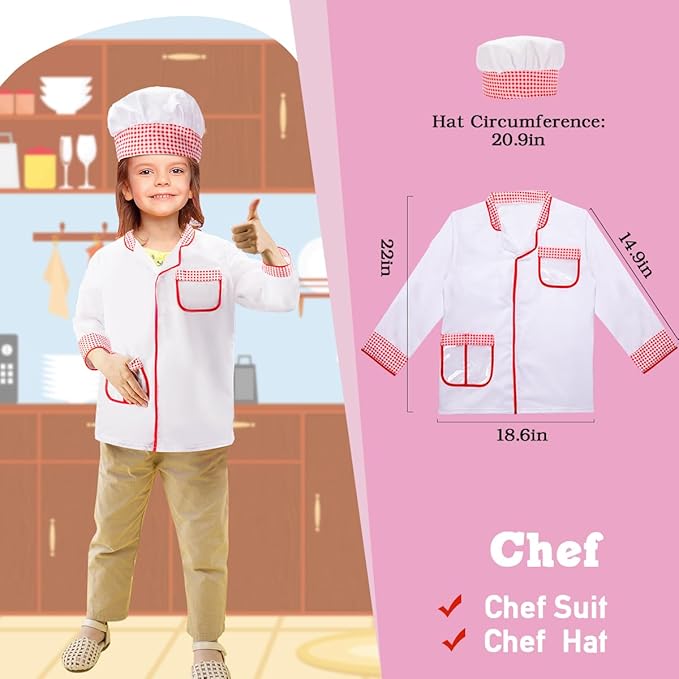LOYO Kids Role Play Dress Up Clothes for 3-8 Years Old Play, 3 Sets Policeman/Chef/Doctor Costume for Kids And Toddlers Boys and Girls Halloween Costumes