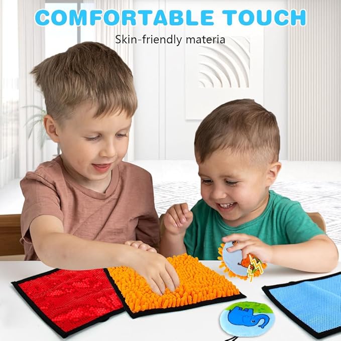 Baby Sensory Mats Animal Sensory Toys, 10 Various Textures Early Sensory Exercise Sensory Mats Sensory Toys for Kids 20 Pcs Baby Tummy Mat with Mirror Sensory Play Toys for Infant Newborn Toddler