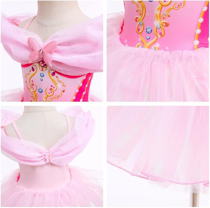 DYMCII Baby Girls Princess Ballet Dress Short Sleeve Leotards Skirted Tutu Dancewear Halloween Christmas Party Fancy Costume