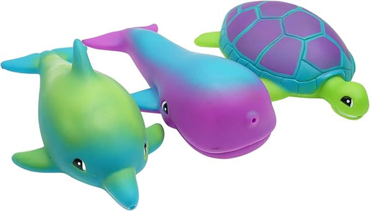 JA-RU Ocean Squirt Squishy Water Animals (3 Water Toys) Fun Floating Foam Sea Animal Toys for Kids. Sea Turtle, Dolphin, Whale Toddler Bath Toys. Pool & Beach Accessories. 4012-3s