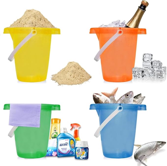 Holady 7.6" Inch Sand Beach Buckets Pail and Sand Shovels Set for Kids,Sand Bucket Water Bucket for Beach Fun Great Summer Party Accessory