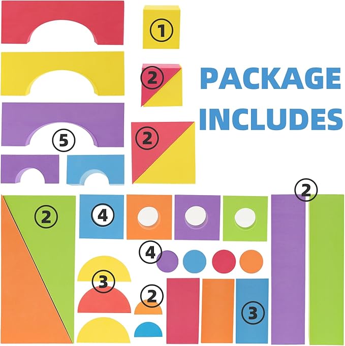 Large Building Foam Blocks for Toddlers, 30 Pieces EVA Stacking Foam Building Blocks Toy Set, Non-Toxic, Washable, Early Learning Construction Toys & Gifts for Kids Boys & Girls