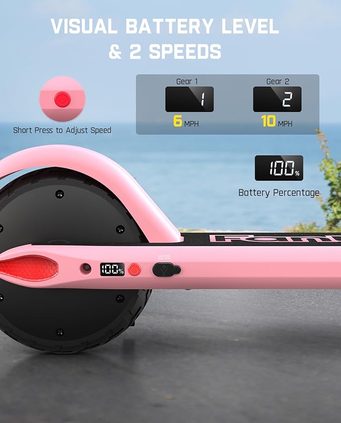 FanttikRide C9 Electric Scooter for Kids 8-12, Adjustable Handlebar Height for Riders 3.9-5.2 ft, 132 lbs, Up to 40 mins Continuous Time, 5 Miles Range, 2 Safe Max Speed 6/10 MPH