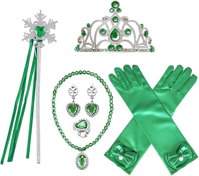 REXREII Girls Anna Princess Costume Frozen Elsa Snow Queen Dress Halloween Cosplay Xmas Birthday Party Gown (w/Accessories)