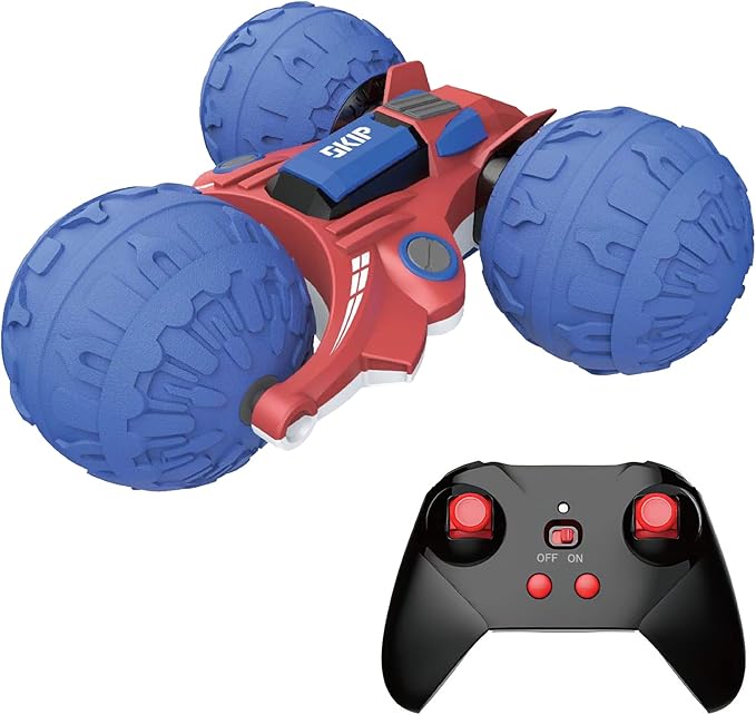 UNIQUE KIDS 1: 12 Waterproof Amphibious 360° + 360° Flip RC Car | Durable Inflatable Wheels | All-Terrain Water & Land Toy | 2.4 GHz for Kids 6-12 Years (Blue)