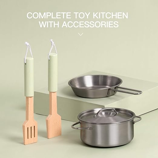 ROBUD Wooden Play Kitchen Set for Kids Toddlers, Pretend Toys Kitchen Gift for Girls Boys