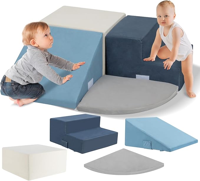 Large 4 Pcs Toddler Climbing Toys Indoor, Foam Blocks with Velcro, Ideal Gift