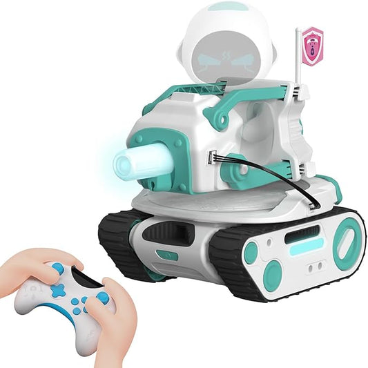 Panxer - RC Battle Tank Compatible with Eilik Robots Blue/Pink/DQ/Sliver, Crawler Car Toys with LED Lights and 2.4Ghz Remote Control, Single and Multi-Player Party Play Mode, Excluding Eilik Robot.